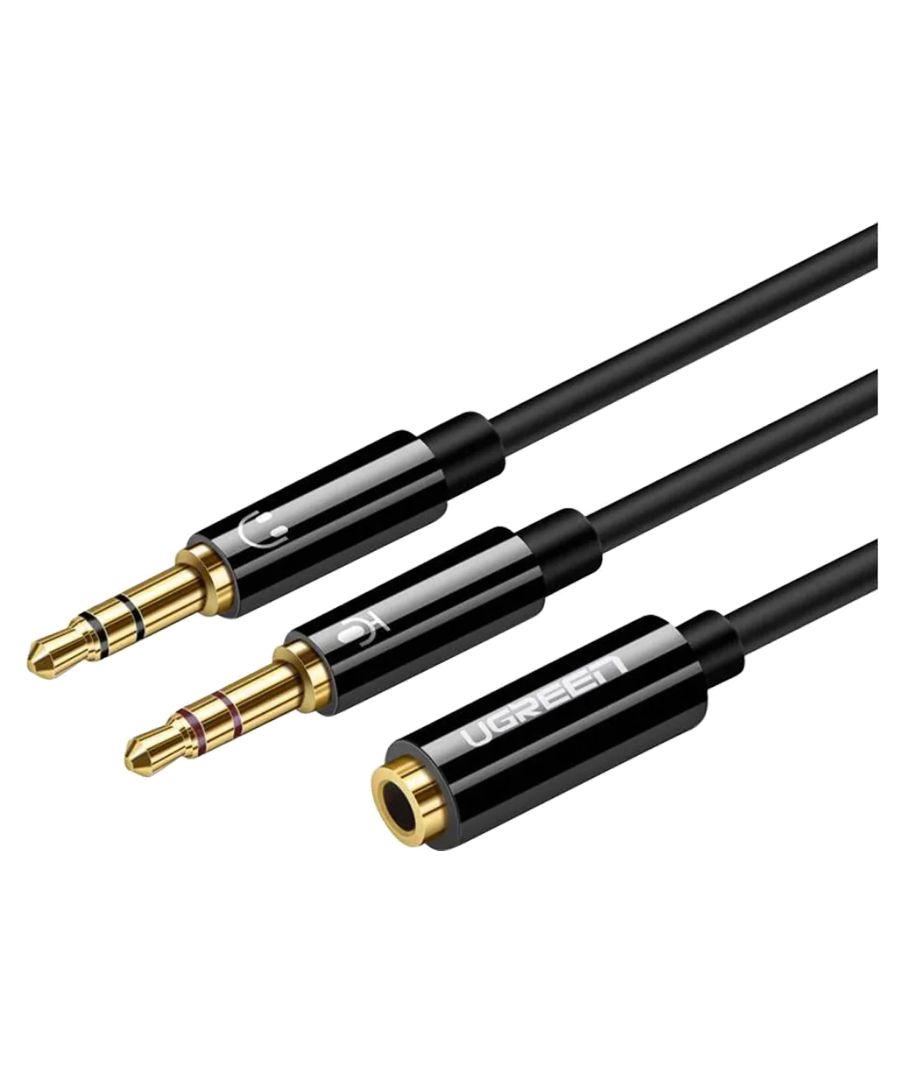 3.5mm Female to 2 Male Headset Splitter Cable (Black)