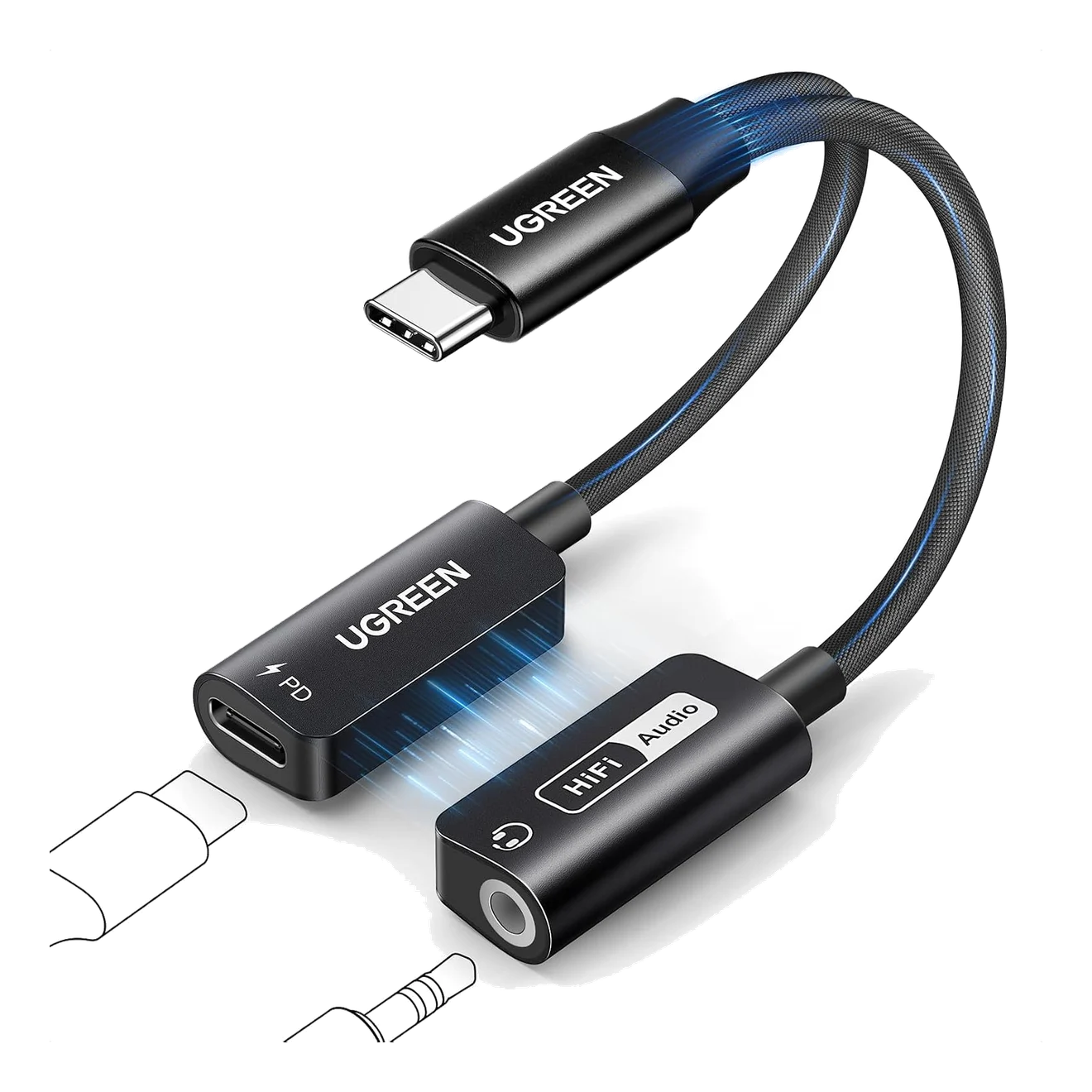 Magnetic 2-in-1 USB-C to 3.5mm Audio Adapter with 60W PD Charging