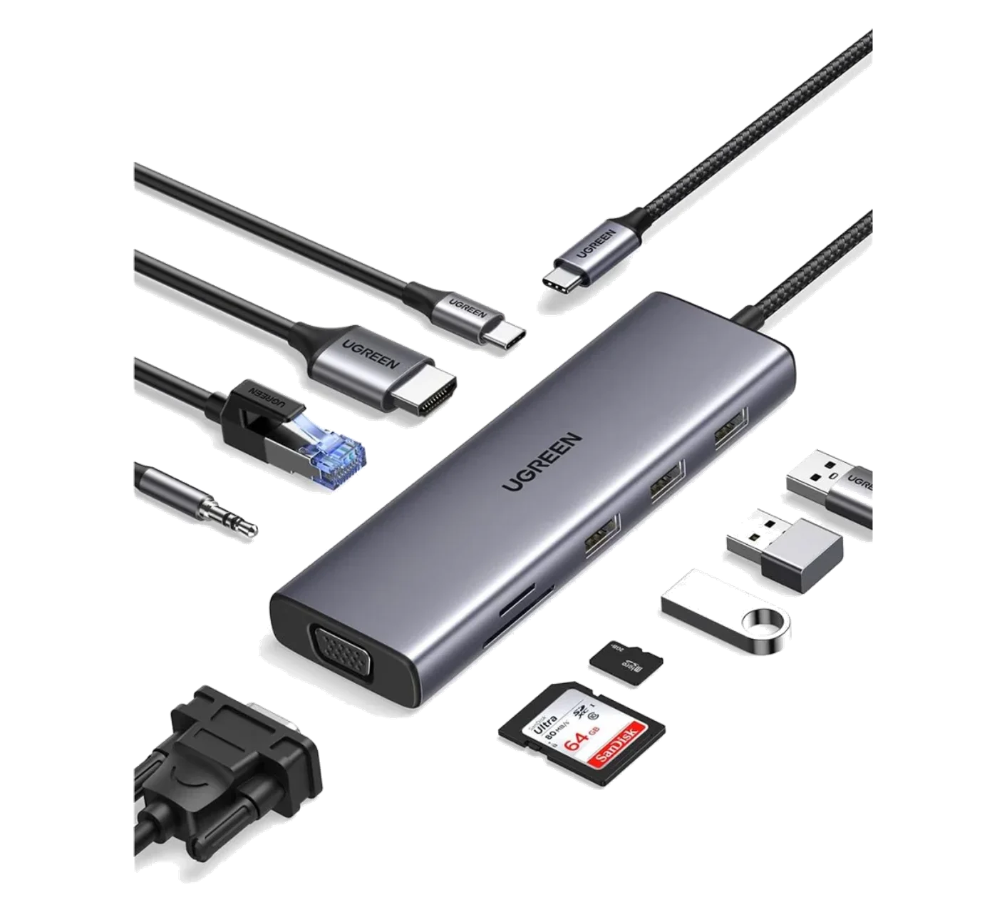 USB-C Docking Station 10-in-1 with HDMI, VGA, Ethernet & Audio